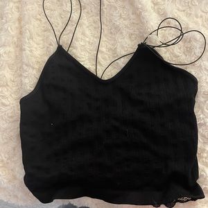 black spaghetti string tank top